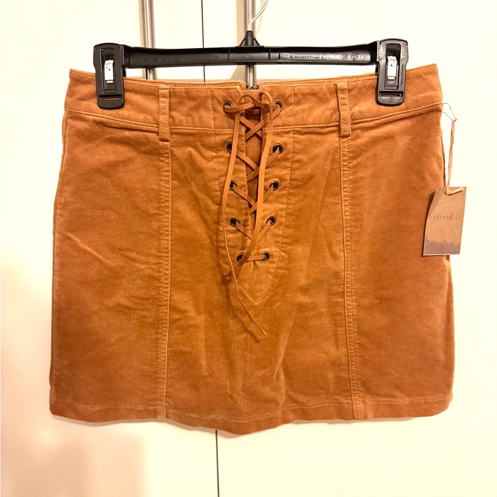 Forever21 Lace up front corduroy skirt size M